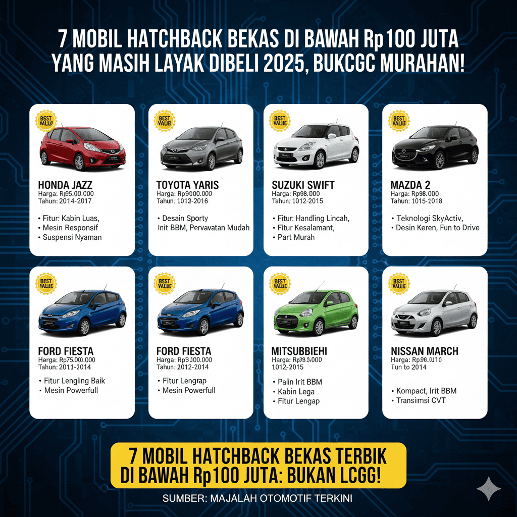 7 Mobil Hatchback Bekas di Bawah Rp100 Juta yang Masih Layak Dibeli 2025, Bukan LCGC Murahan!