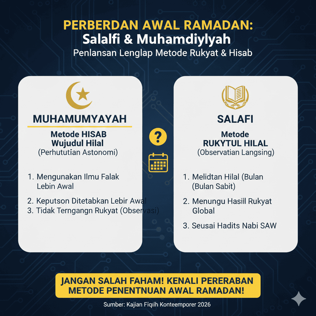 Perbedaan Awal Ramadan antara Salafi dan Muhammadiyah, Ini Penjelasan Lengkap Metode Rukyat dan Hisab yang Sering Disalahpahami