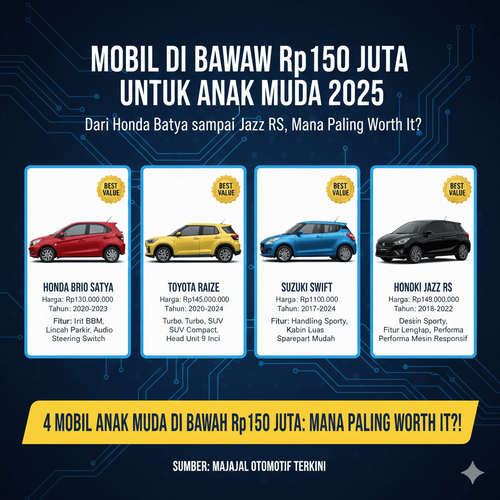 Mobil di Bawah Rp150 Juta untuk Anak Muda 2025, Dari Honda Brio Satya sampai Jazz RS, Mana Paling Worth It?