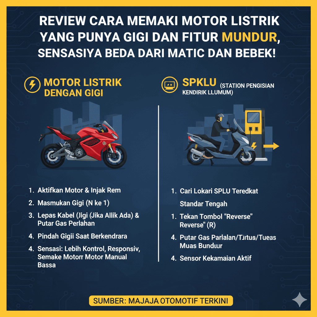 Review Cara Memakai Motor Listrik yang Punya Gigi dan Fitur Mundur, Sensasinya Beda dari Matic dan Bebek!