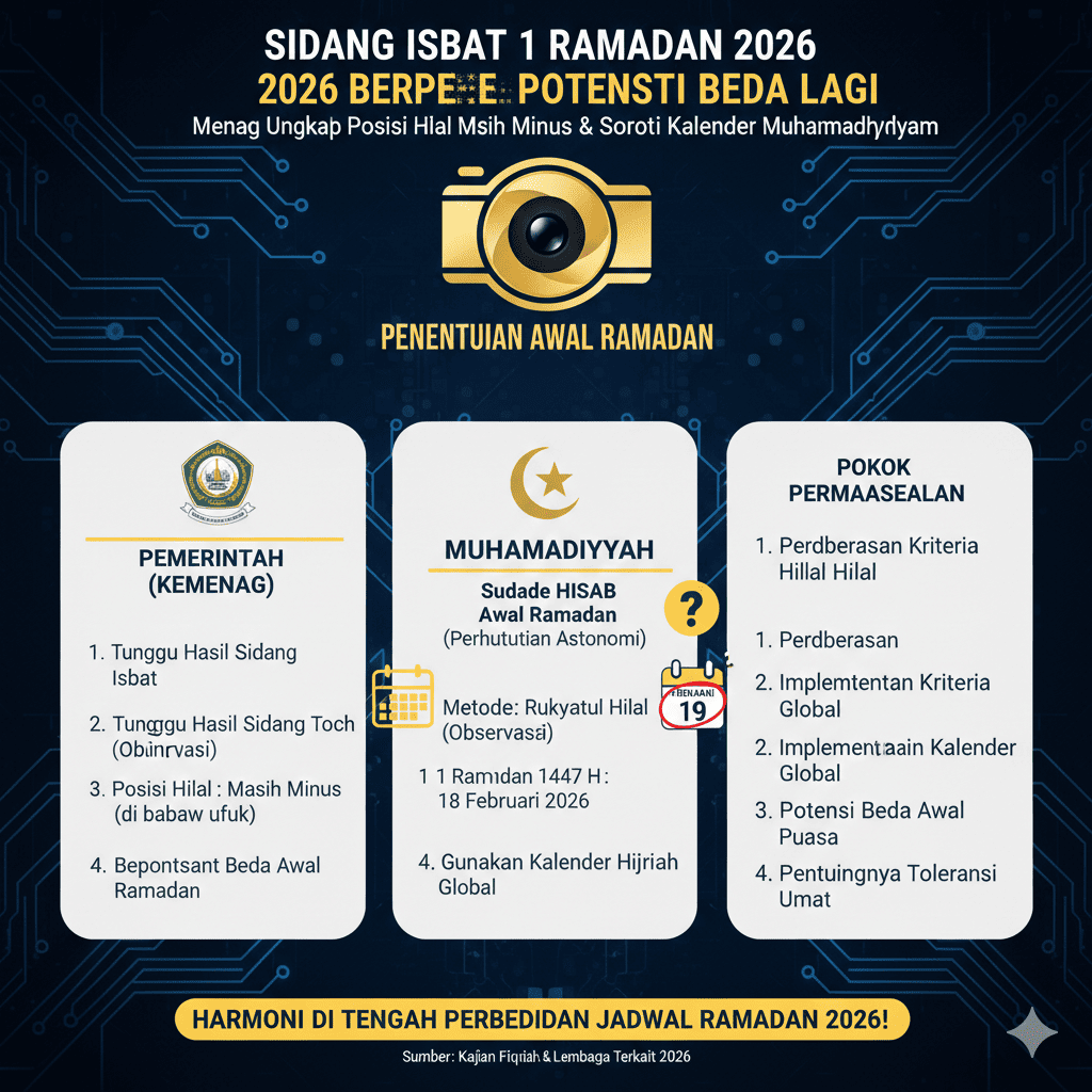 Sidang Isbat 1 Ramadan 2026 Berpotensi Beda Lagi, Menag Ungkap Posisi Hilal Masih Minus dan Soroti Kalender Global Muhammadiyah