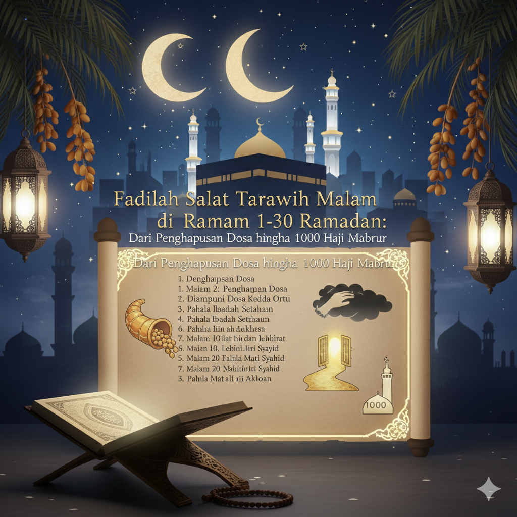 Fadilah Salat Tarawih Malam 1&ndash;30 Ramadan: Dari Penghapusan Dosa hingga 1000 Haji Mabrur