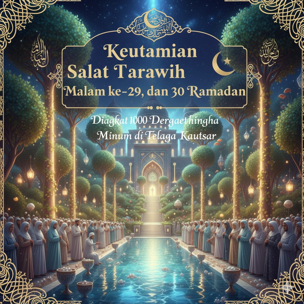 Keutamaan Salat Tarawih Malam ke-28, 29, dan 30 Ramadan: Diangkat 1000 Derajat hingga Minum di Telaga Kautsar