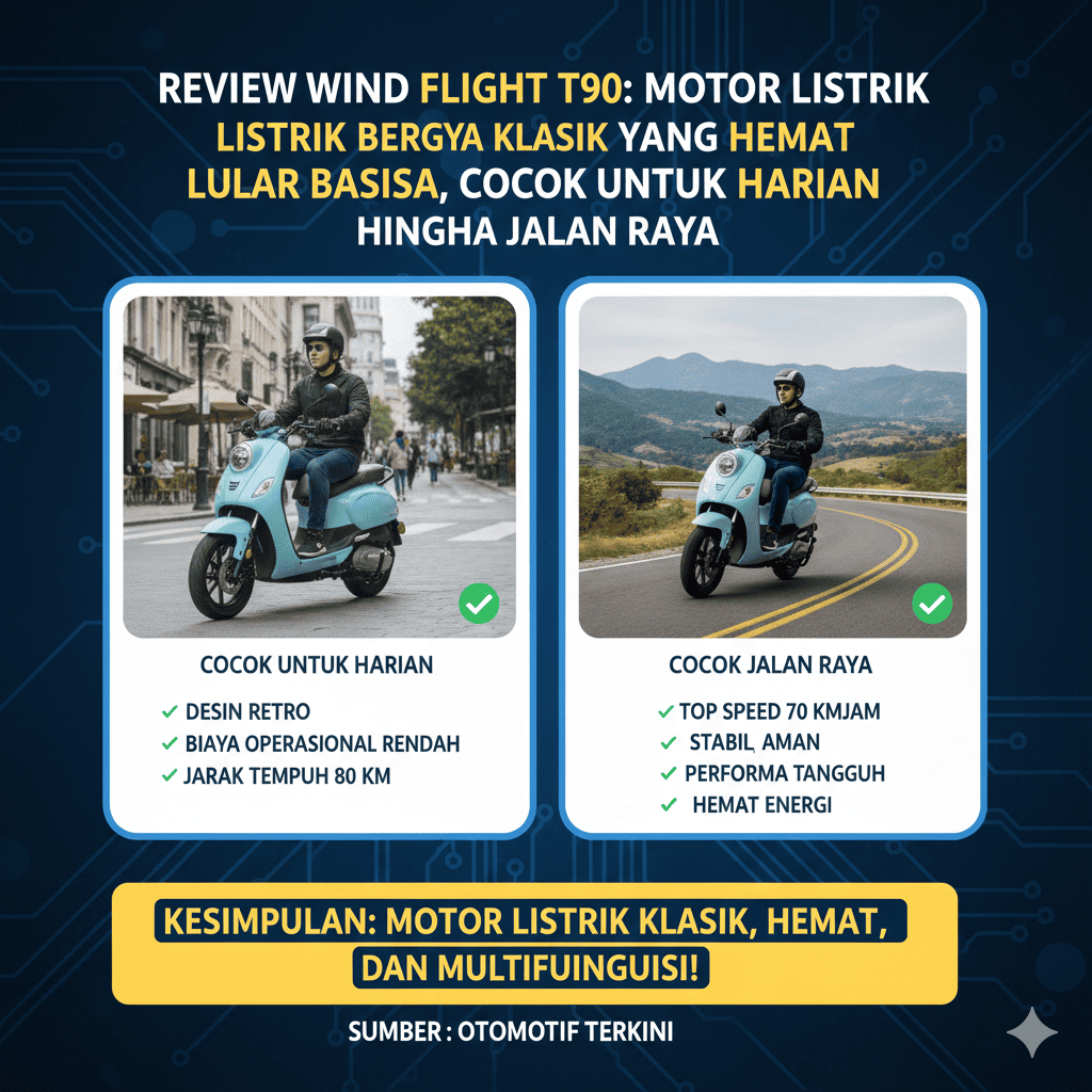 Review Wind Flight T90: Motor Listrik Bergaya Klasik yang Hemat Luar Biasa, Cocok untuk Harian hingga Jalan Raya