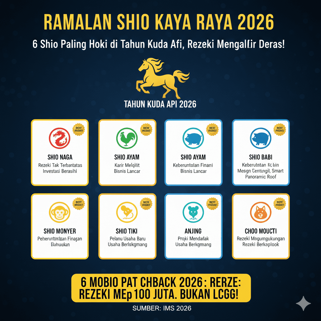 Ramalan Shio Kaya Raya 2026: 6 Shio Paling Hoki di Tahun Kuda Api, Rezeki Mengalir Deras!