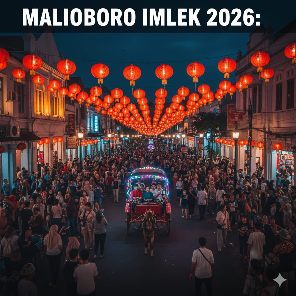 Suasana Malioboro Jogja saat libur Imlek 2026 membludak. Dari Alun-Alun Kidul hingga Titik 0 Km dipadati wisatawan.