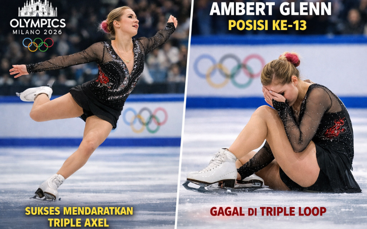 Amber Glenn tampil memukau dengan triple axel di short program Olimpiade Musim Dingin 2026, namun gagal di lompatan triple loop yang membuatnya sementara berada di posisi ke-13.