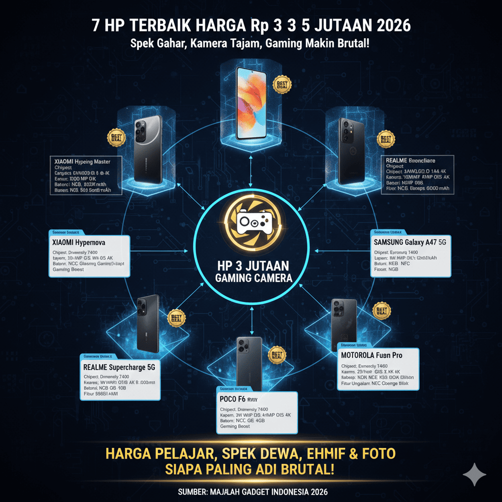 7 HP Terbaik Harga Rp 3&ndash;3,5 Jutaan Februari 2026, Spek Gahar, Kamera Tajam, Gaming Makin Brutal!