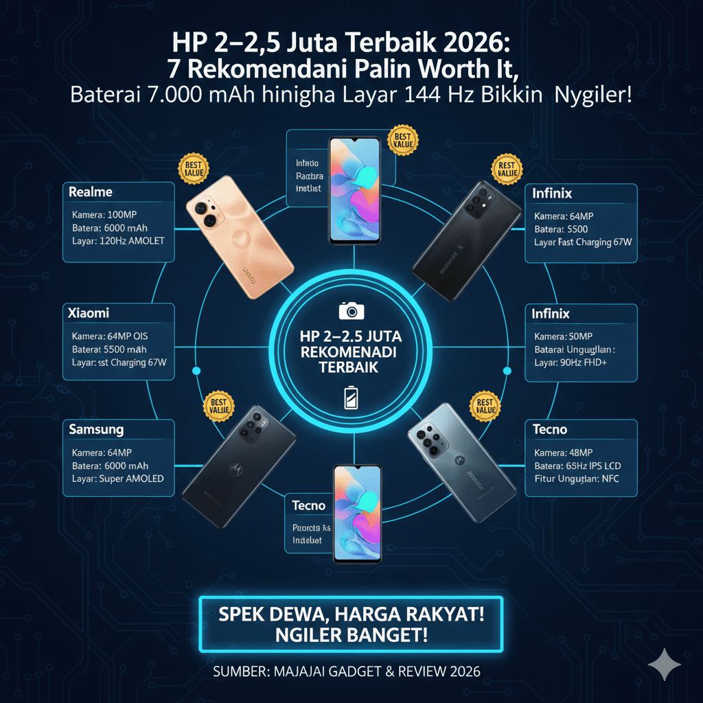 HP 2&ndash;2,5 Juta Terbaik 2026: 7 Rekomendasi Paling Worth It, Baterai 7.000 mAh hingga Layar 144 Hz Bikin Ngiler!