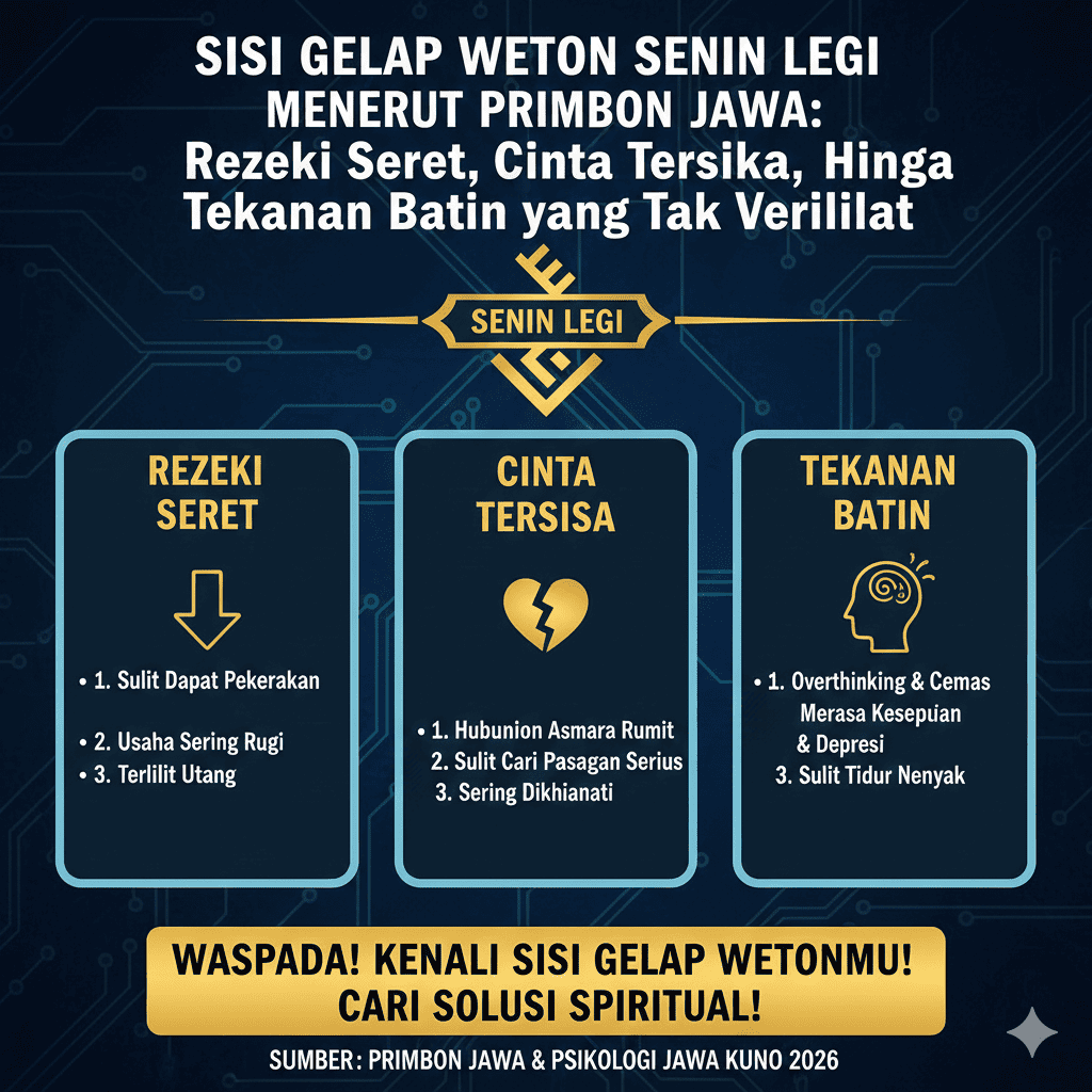 Sisi Gelap Weton Senin Legi Menurut Primbon Jawa: Rezeki Seret, Cinta Terluka, hingga Tekanan Batin yang Tak Terlihat