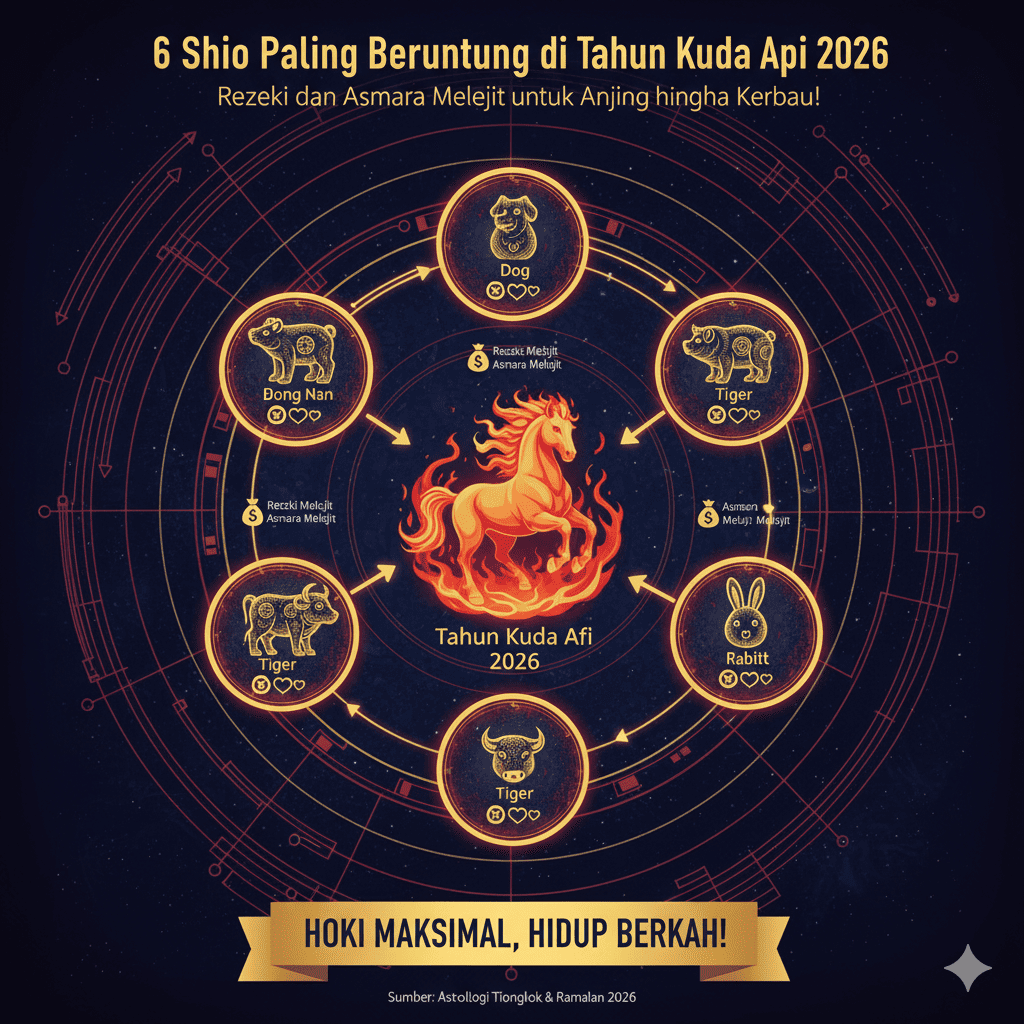 6 Shio Paling Beruntung di Tahun Kuda Api 2026, Rezeki dan Asmara Melejit untuk Anjing hingga Kerbau!