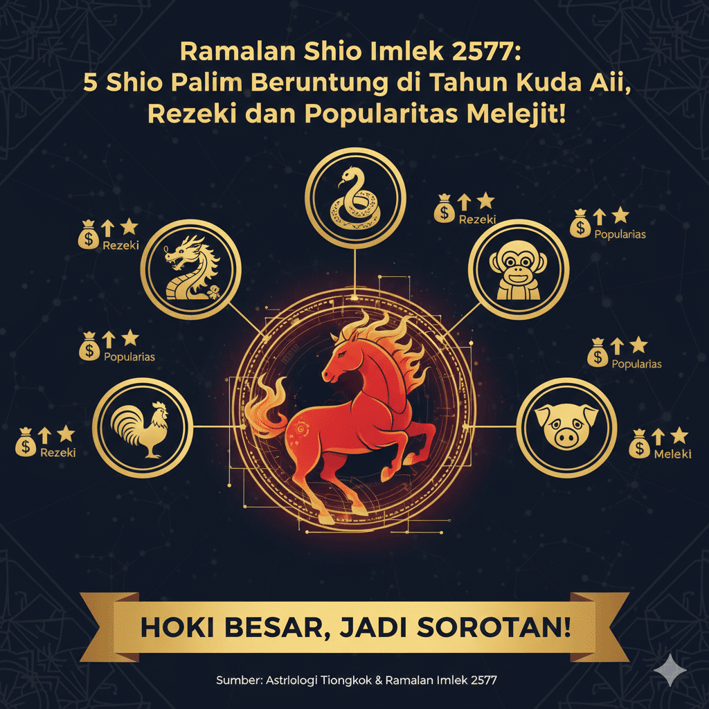 Ramalan Shio Imlek 2577: 5 Shio Paling Beruntung di Tahun Kuda Api, Rezeki dan Popularitas Melejit!