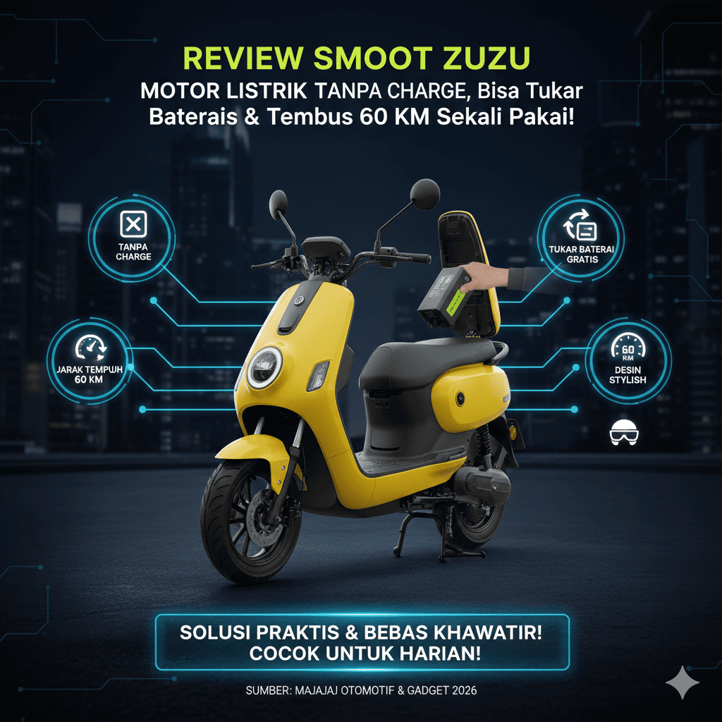 Review Smoot Zuzu Motor Listrik Tanpa Charge, Bisa Tukar Baterai Gratis &amp; Tembus 60 Km Sekali Pakai!