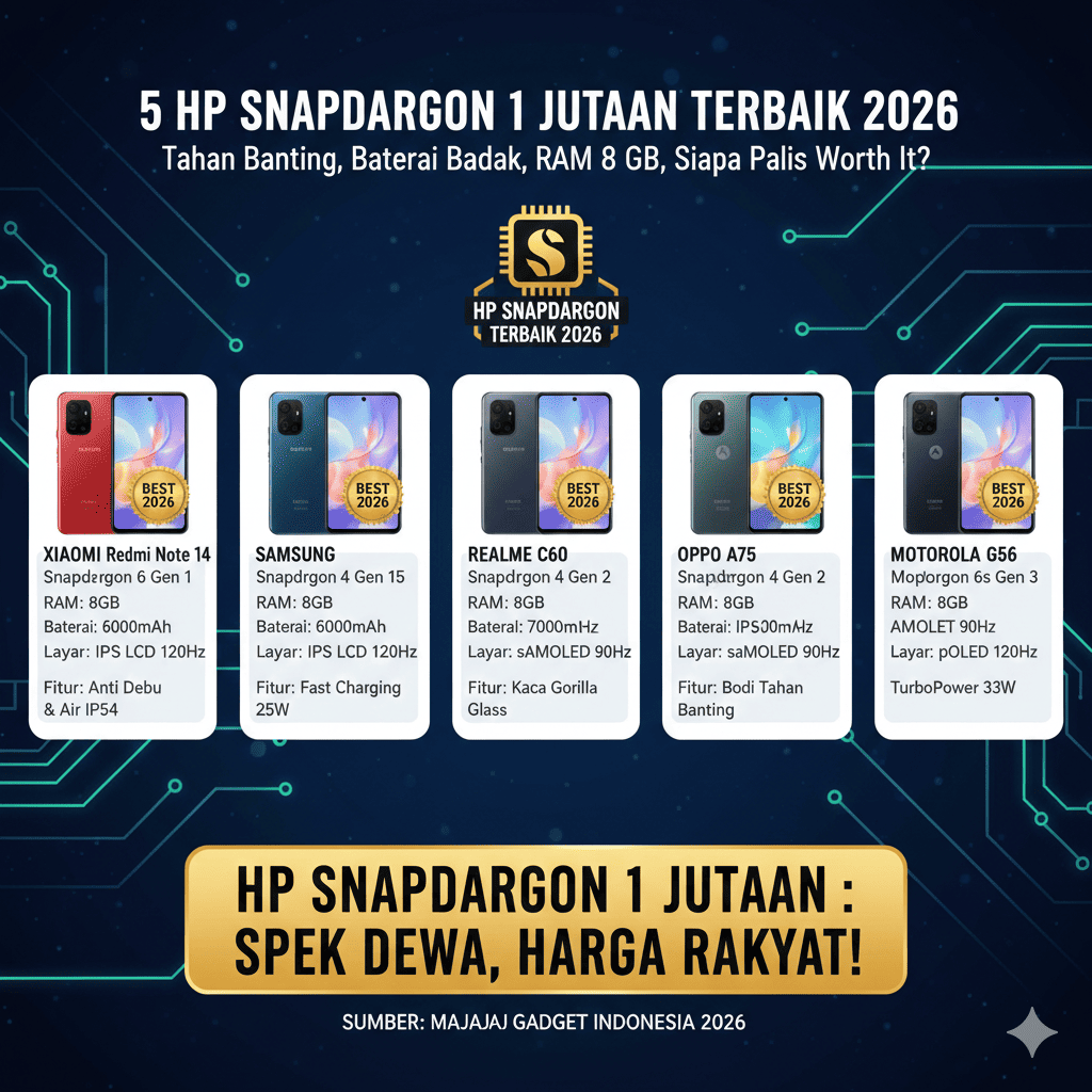 5 HP Snapdragon 1 Jutaan Terbaik 2026: Tahan Banting, Baterai Badak, RAM 8 GB, Siapa Paling Worth It?