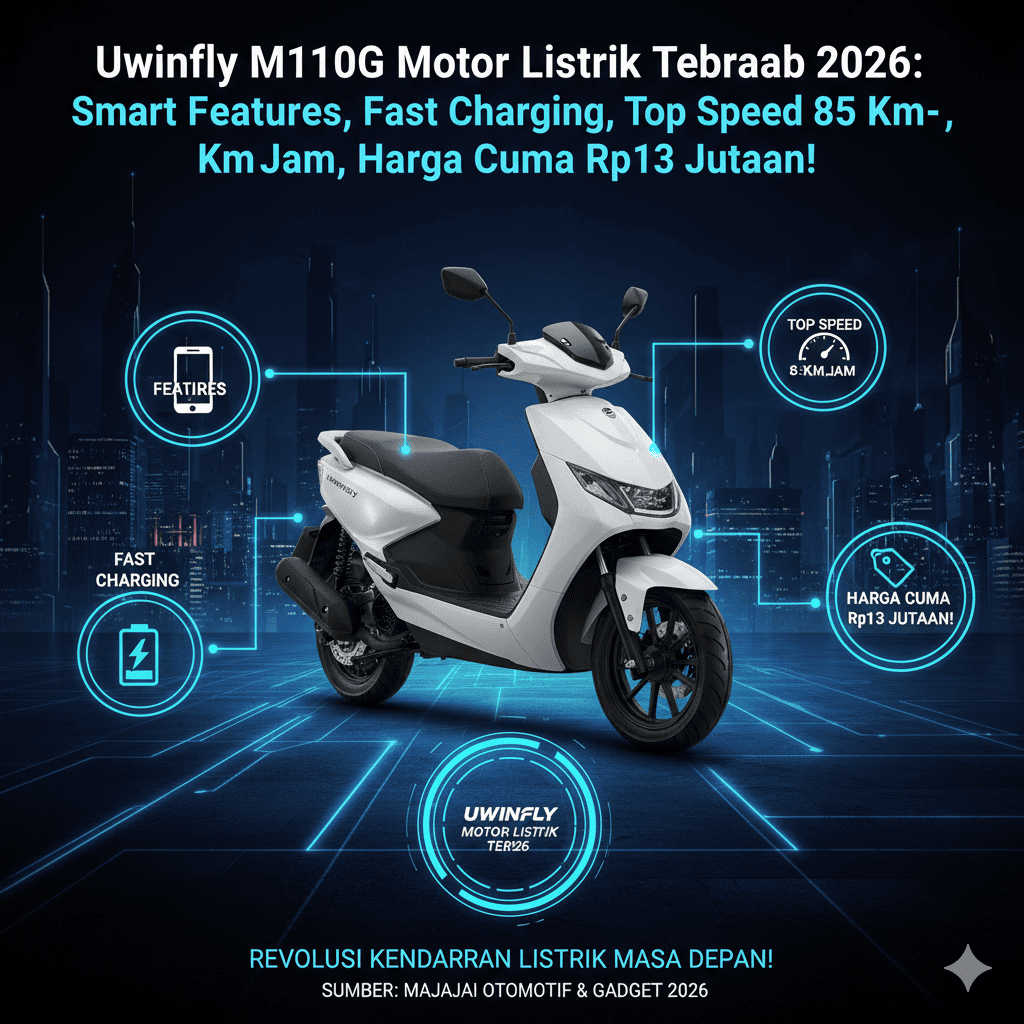 Uwinfly M110G Motor Listrik Terbaru 2026: Smart Features, Fast Charging, Top Speed 85 Km/Jam, Harga Cuma Rp13 Jutaan!
