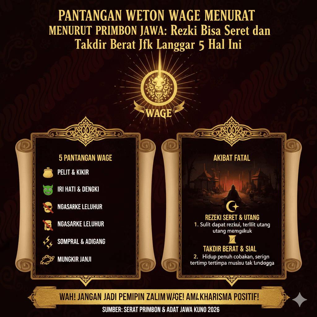 Pantangan Weton Wage Menurut Primbon Jawa: Rezeki Bisa Seret dan Takdir Berat Jika Langgar 5 Hal Ini