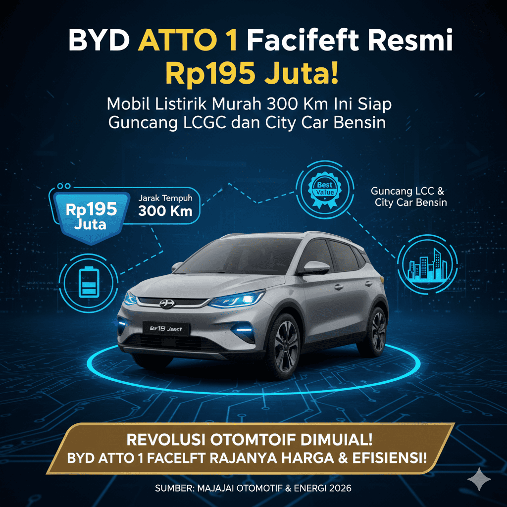 BYD Atto 1 Facelift Resmi Rp195 Juta! Mobil Listrik Murah 300 Km Ini Siap Guncang LCGC dan City Car Bensin