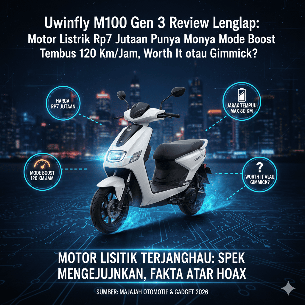 Uwinfly M100 Gen 3 Review Lengkap: Motor Listrik Rp7 Jutaan Punya Mode Boost Tembus 120 Km/Jam, Worth It atau Gimmick?