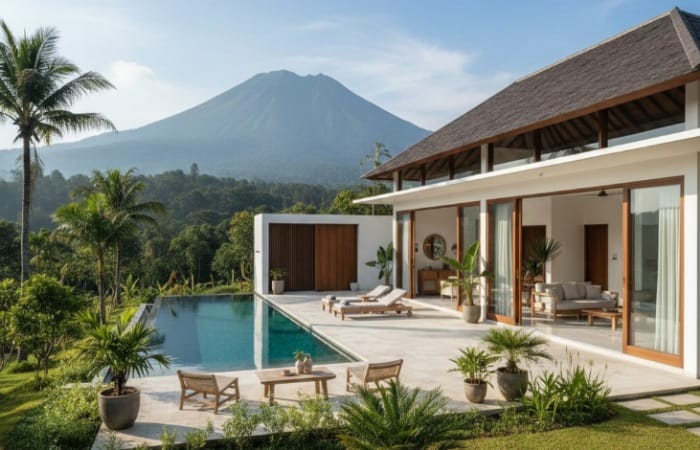 Villa keluarga terbaik di Batu Malang dengan kolam renang pribadi dan view gunung, harga mulai Rp1,8 jutaan per malam.