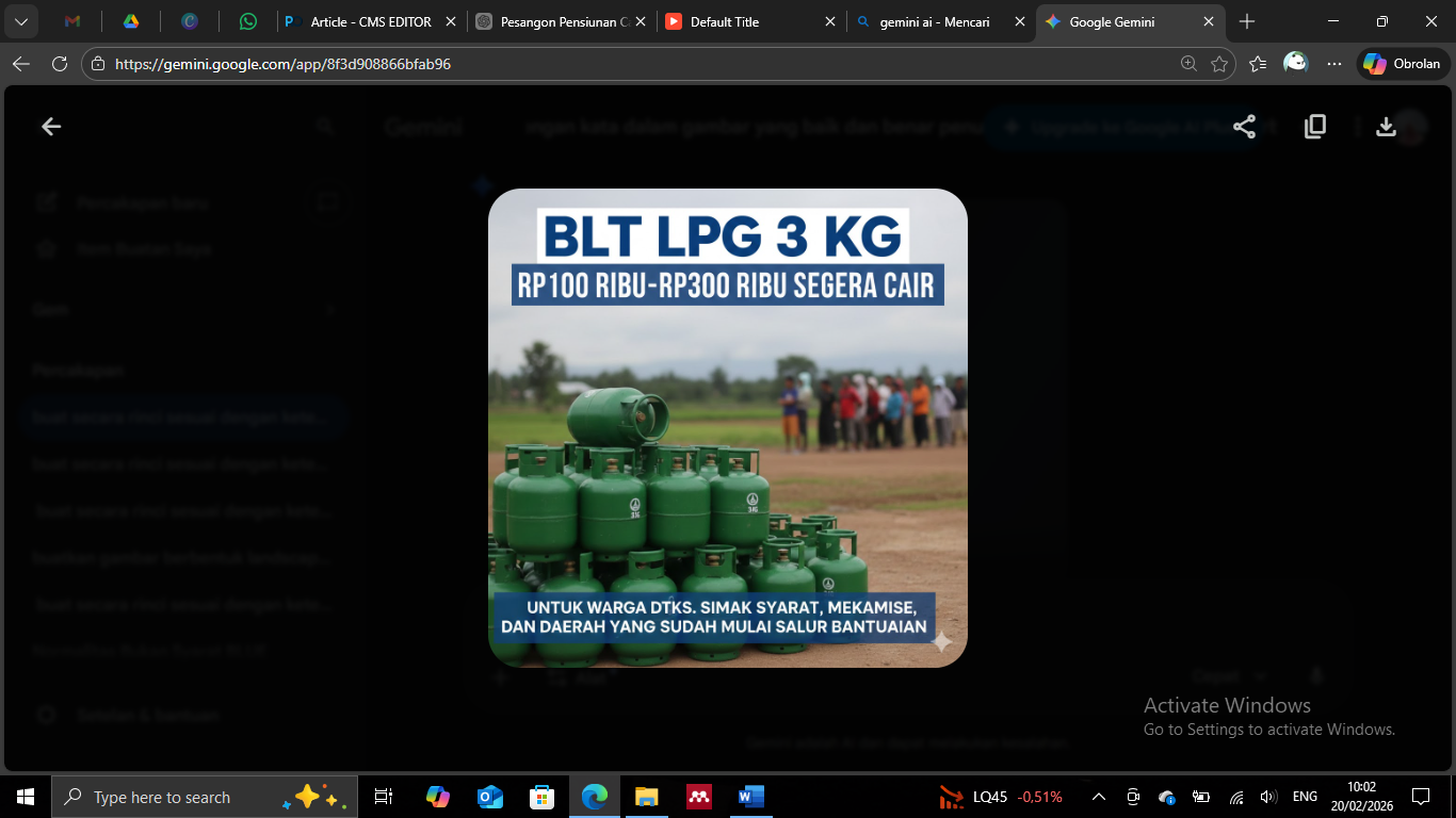 BLT LPG 3 kg Rp100 ribu&ndash;Rp300 ribu segera cair untuk warga DTKS. Simak syarat, mekanisme, dan daerah yang sudah mulai salur bantuan.