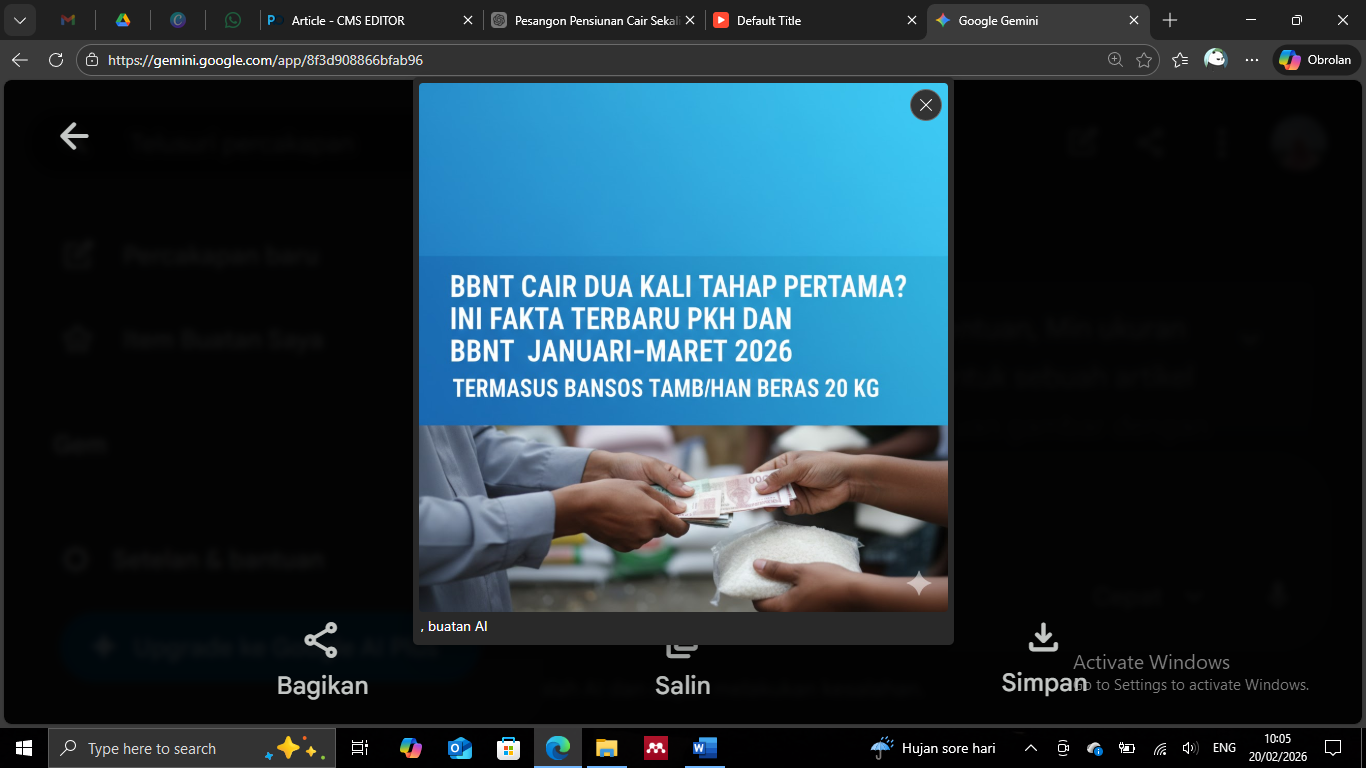 Isu BBNT cair dua kali tahap pertama ramai dibahas. Simak fakta PKH, BBNT susulan, dan bansos tambahan beras 20 kg.
