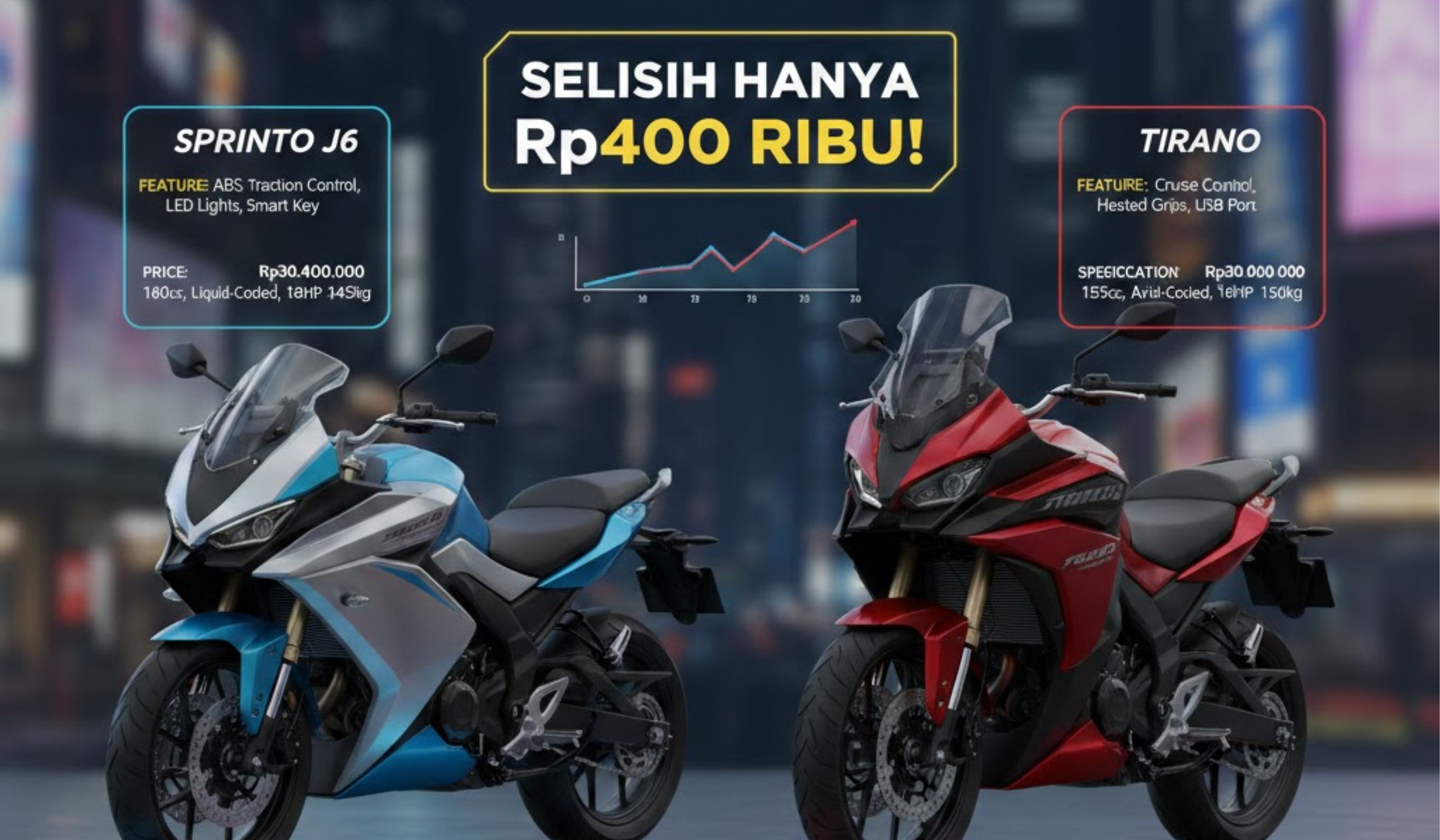 Review motor Sprinto J6 terbaru, bandingkan fitur, harga, dan spesifikasi dengan Tirano. Selisih cuma Rp400 ribu!