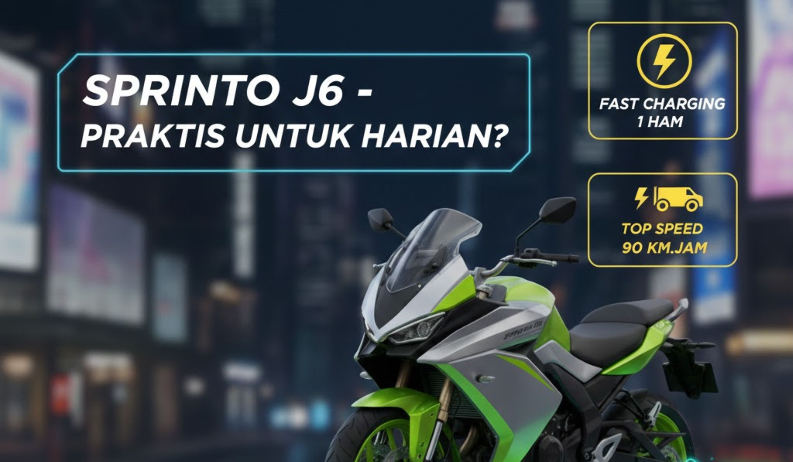 Review motor Sprinto J6 dengan fast charging 1 jam dan top speed 90 km/jam. Motor listrik praktis untuk harian?