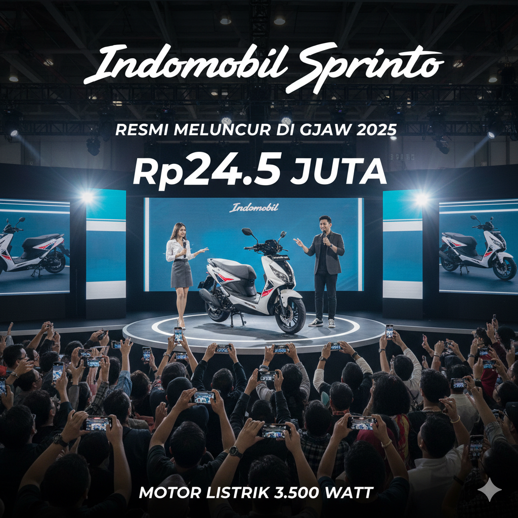 Indomobil Sprinto Resmi Meluncur di GJAW 2025, Motor Listrik 3.500 Watt Dibanderol Rp24,5 Juta
