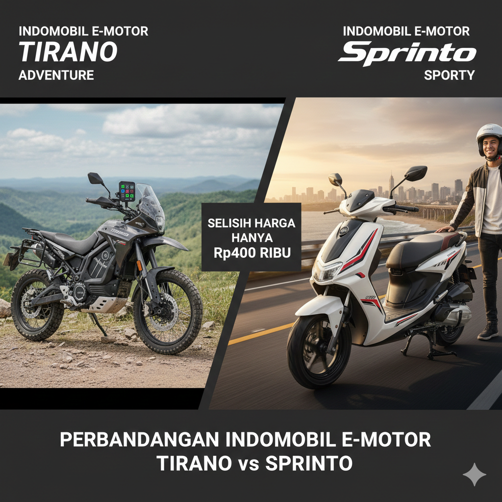 Perbandingan Indomobil E-Motor Tirano vs Sprinto: Adventure vs Sporty, Selisih Harga Hanya Rp400 Ribu