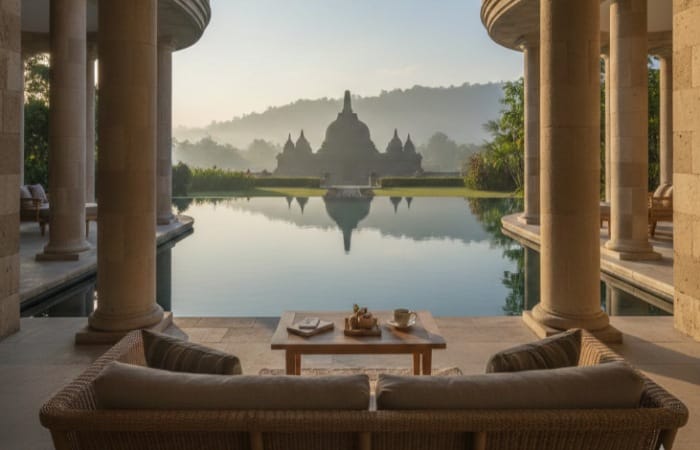 Amanjiwo Hotel di Borobudur, resort mewah tempat David Beckham menginap, tawarkan suite Rp21 juta per malam.