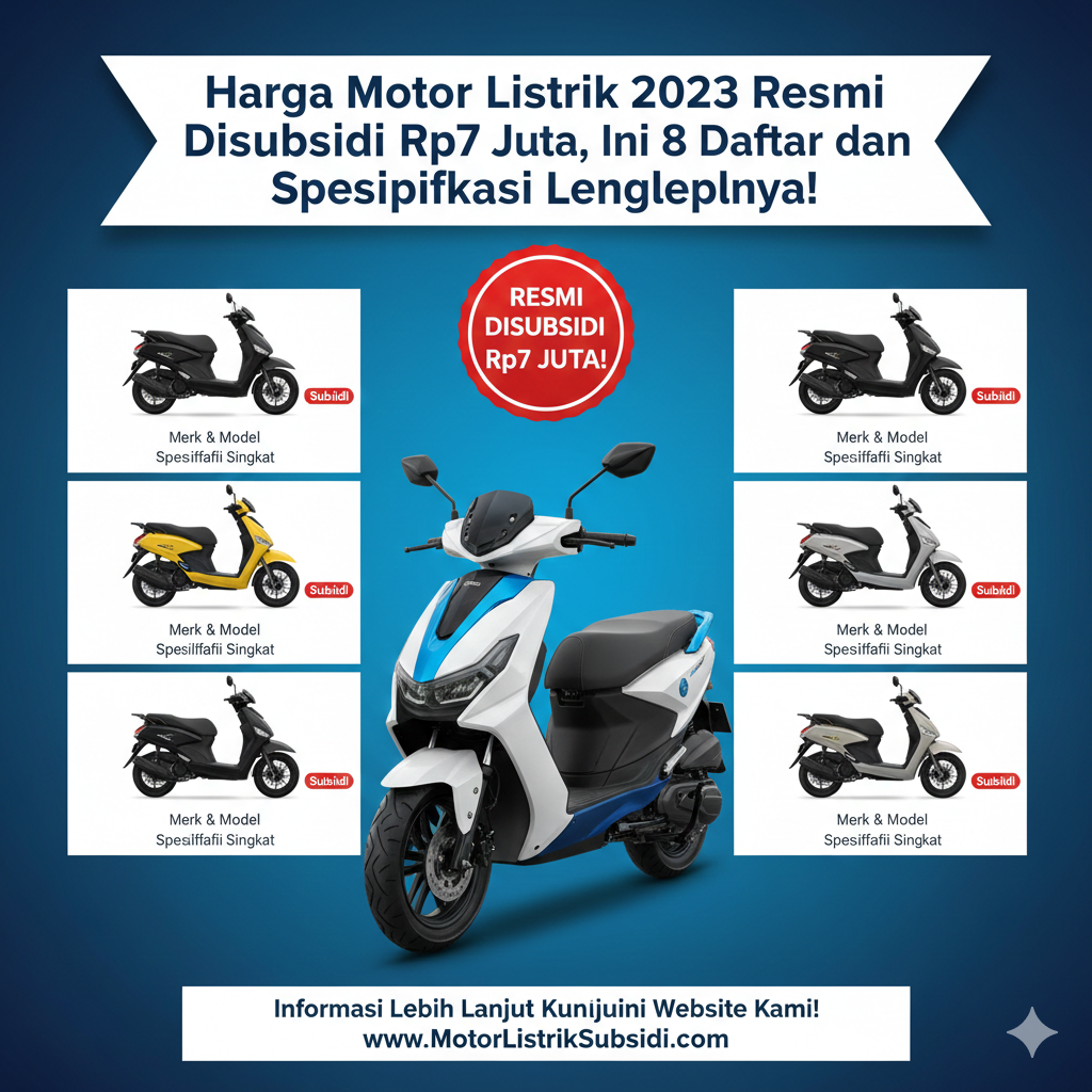 Harga Motor Listrik 2023 Resmi Disubsidi Rp7 Juta, Ini 8 Daftar dan Spesifikasi Lengkapnya!
