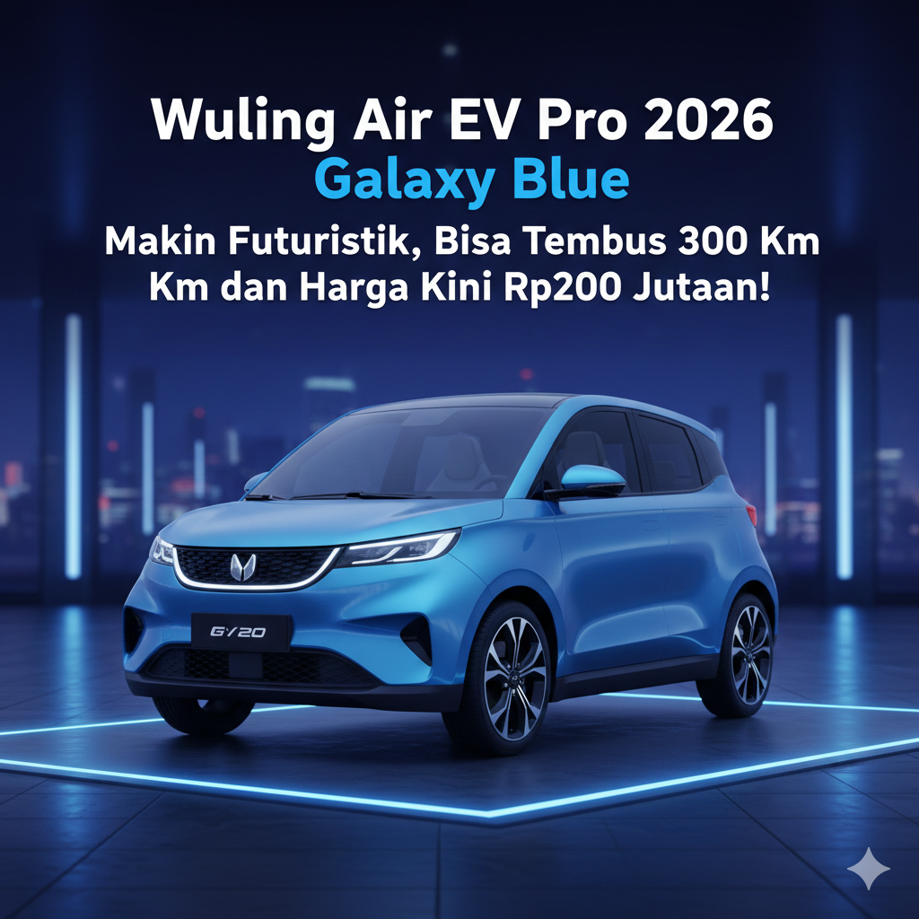 Wuling Air ev Pro 2026 Galaxy Blue Makin Futuristik, Bisa Tembus 300 Km dan Harga Kini Rp200 Jutaan!