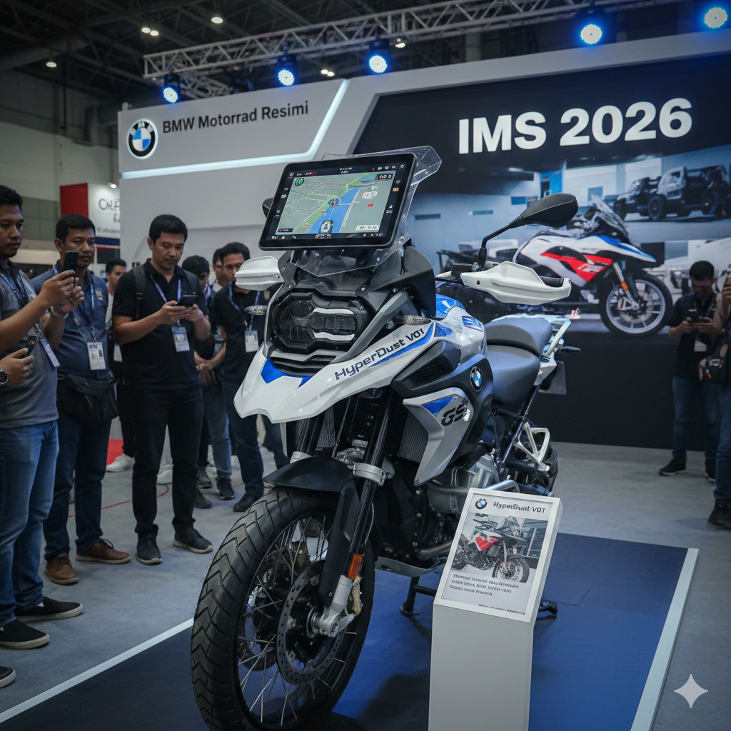 HyperDust V01 BMW Resmi Mejeng di IIMS 2026, Smart Screen Canggih untuk BMW GS 1300 Adventure K2 Bikin Touring Makin Aman