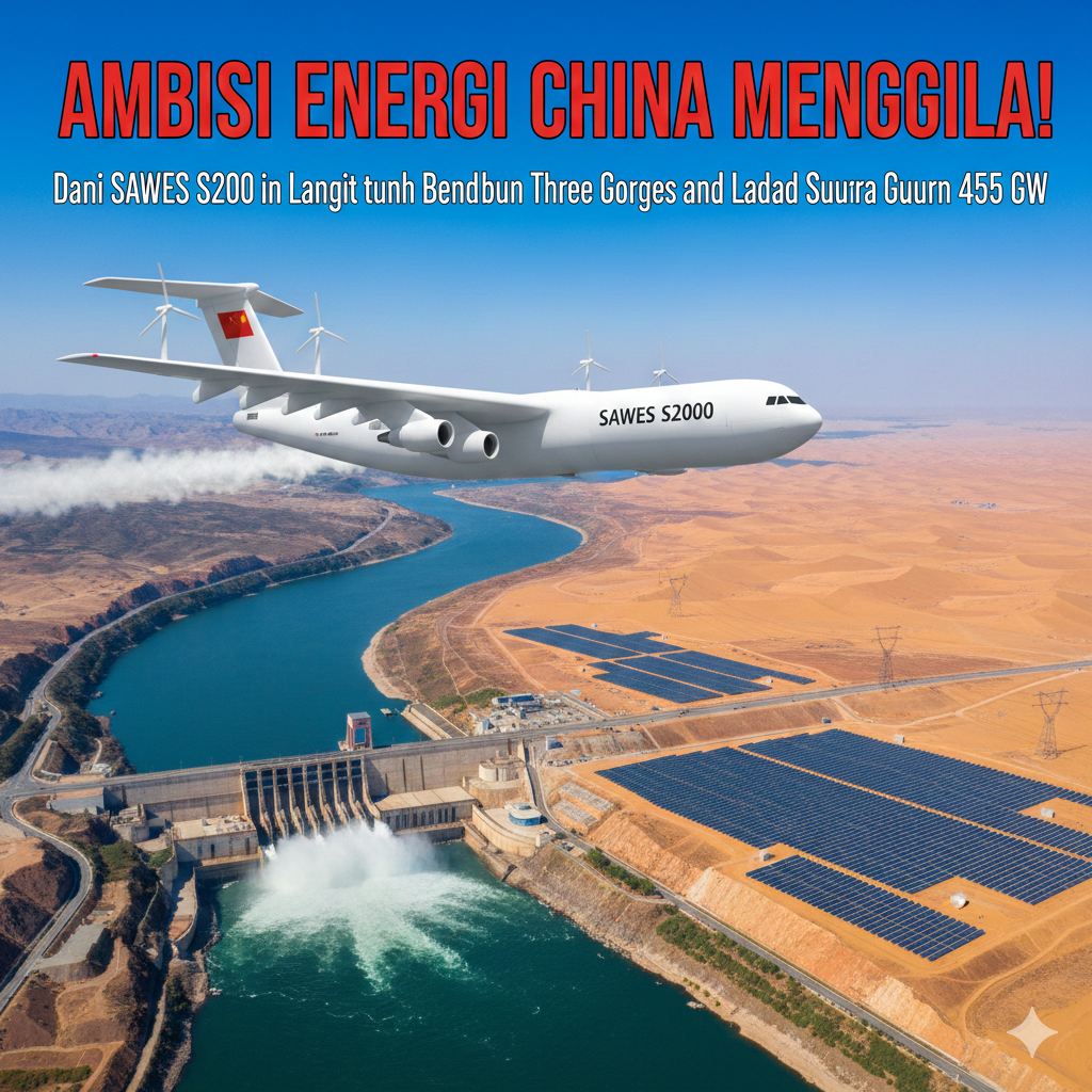 Ambisi Energi China Menggila! Dari SAWES S2000 di Langit hingga Bendungan Three Gorges dan Ladang Surya Gurun 455 GW
