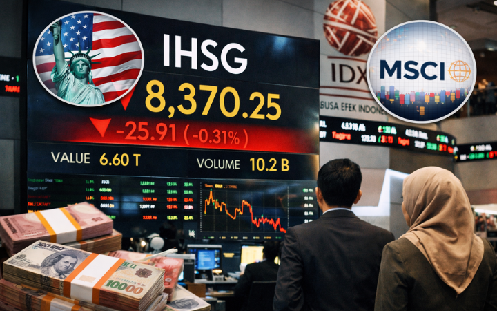 IHSG terkoreksi ke 8.370 pada perdagangan Selasa (24/2), namun masih ditopang kapital asing dan sentimen positif pasar.