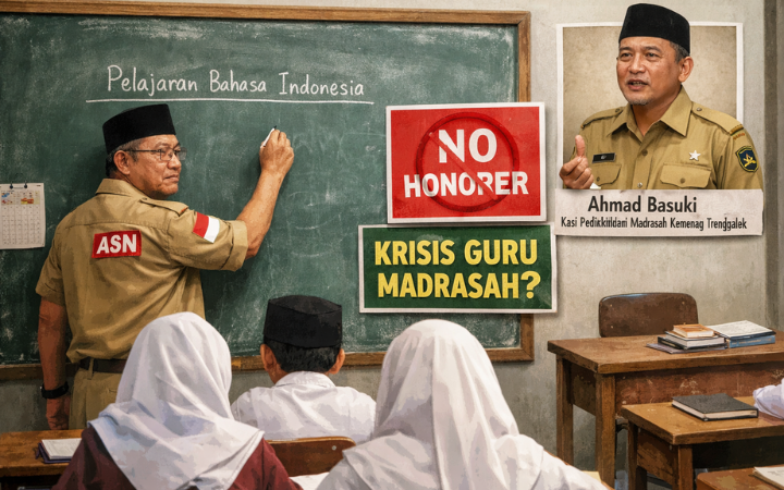 ILUSTRASI : Krisis guru madrasah di Trenggalek kian terasa seiring larangan pengangkatan honorer baru dan banyaknya guru pensiun.
