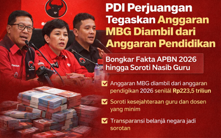 PDI Perjuangan tegaskan anggaran MBG diambil dari anggaran pendidikan APBN 2026. Soroti kesejahteraan guru dan transparansi belanja negara.