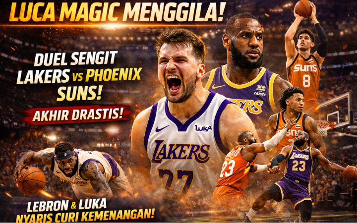 Luka Doncic tampil menggila saat Lakers vs Phoenix Suns, namun drama detik akhir membuat LeBron dan kawan-kawan gagal curi kemenangan.
