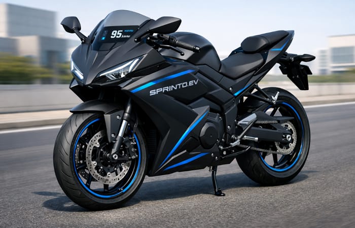 Sprinto EV hadir sebagai motor listrik sport 3.500 watt, top speed 95 km/jam, harga Rp25,5 juta, lebih stabil dari Tirano.