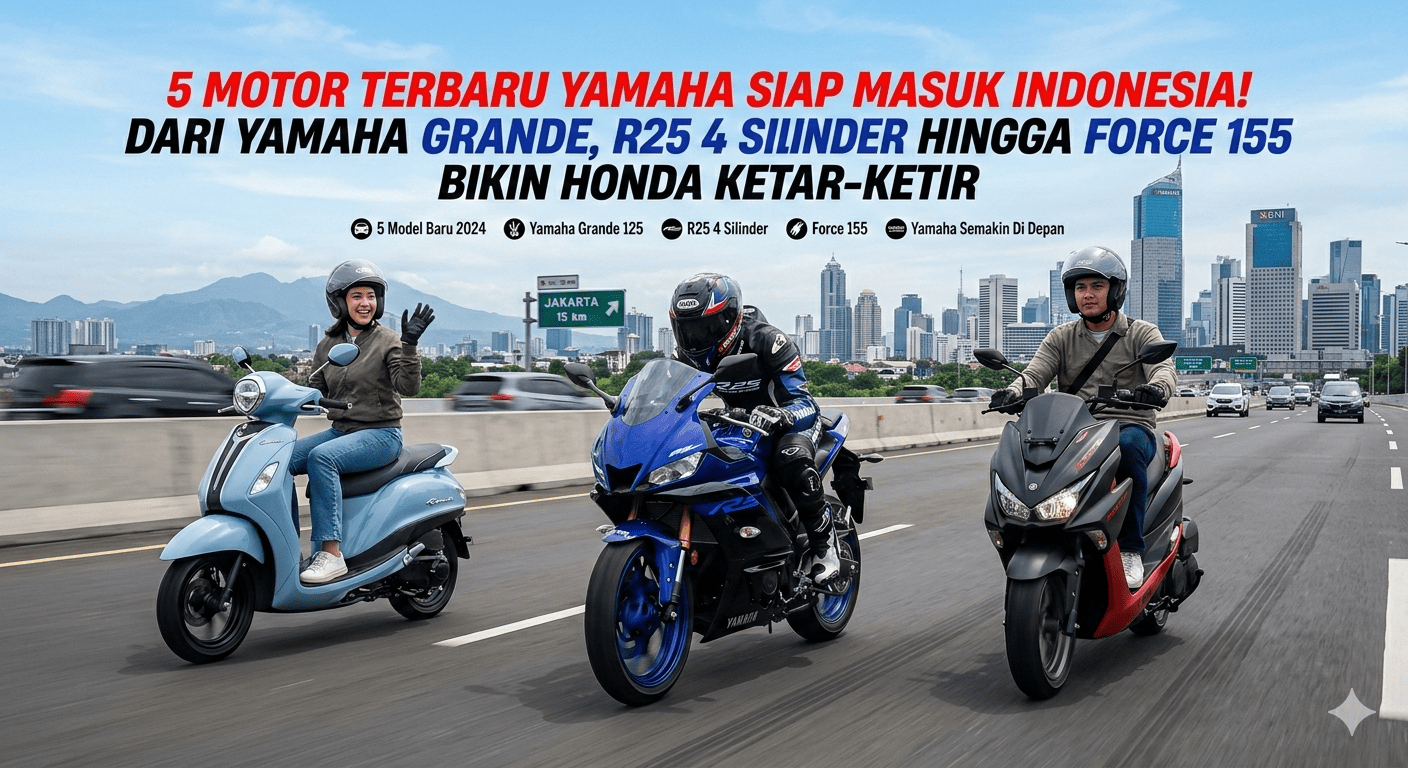 5 Motor Terbaru Yamaha Siap Masuk Indonesia! Dari Yamaha Grande, R25 4 Silinder hingga Force 155 Bikin Honda Ketar-Ketir