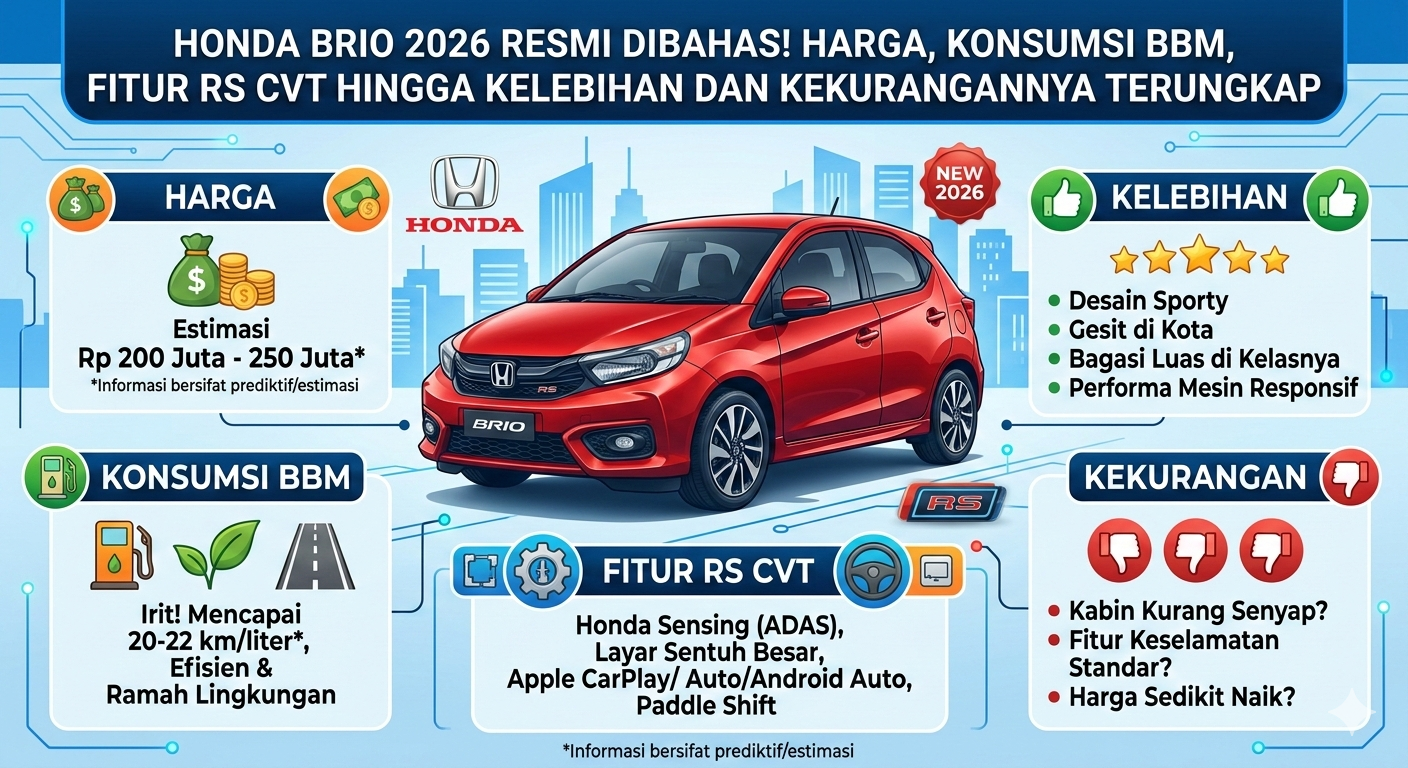 Honda Brio 2026 Resmi Dibahas! Harga, Konsumsi BBM, Fitur RS CVT hingga Kelebihan dan Kekurangannya Terungkap