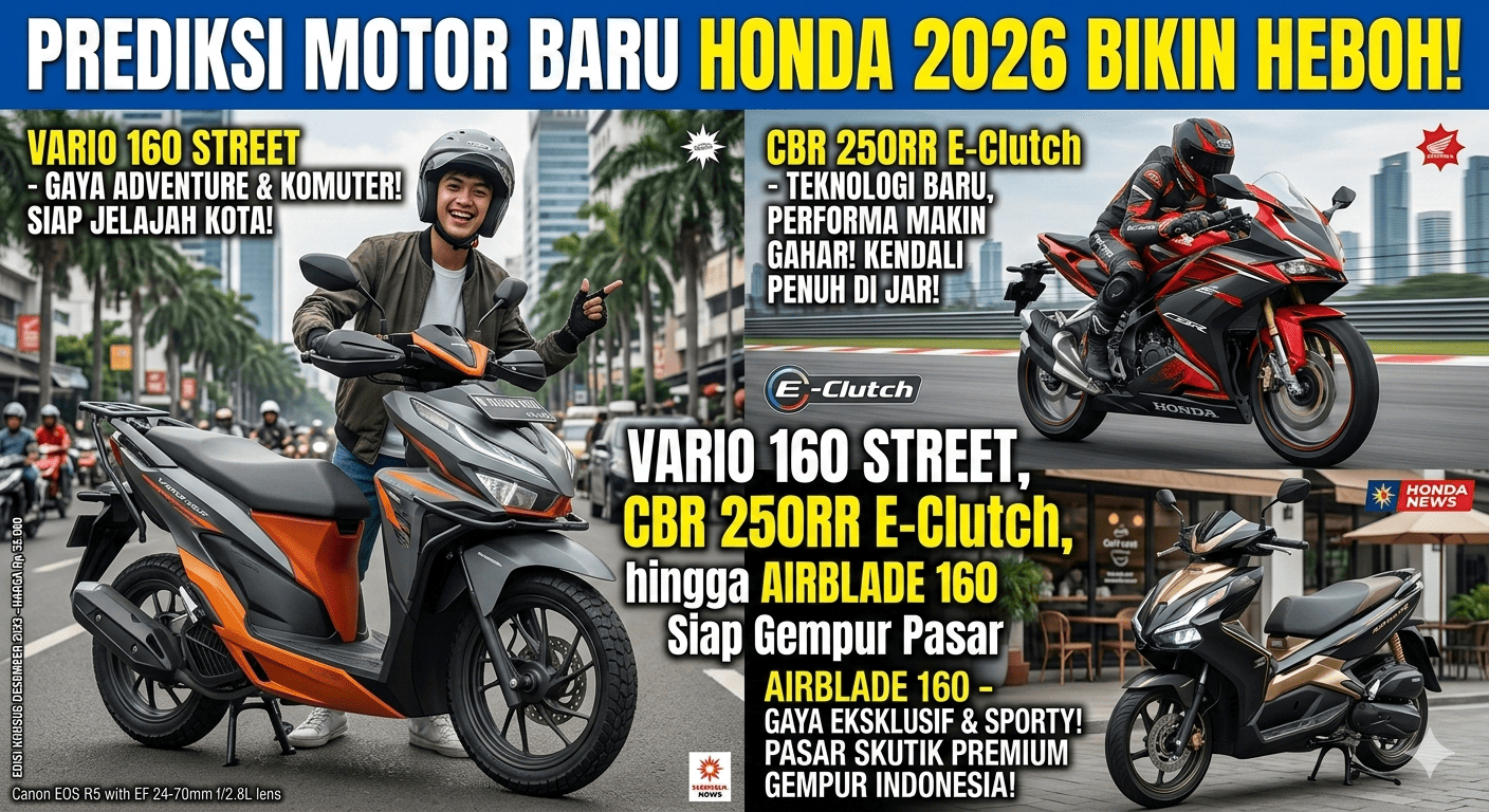 Prediksi Motor Baru Honda 2026 Bikin Heboh! Vario 160 Street, CBR 250RR E-Clutch hingga Airblade 160 Siap Gempur Pasar