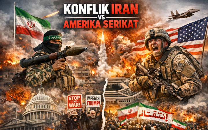 Konflik Iran vs Amerika Serikat memanas, korban berjatuhan dan gelombang protes anti-perang meluas di dua negara. 
