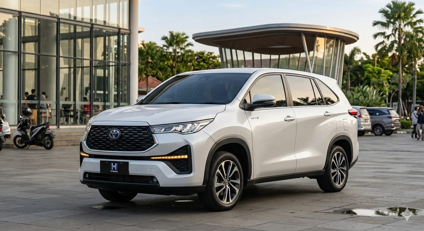 Innova Reborn 2026 tampil full black dan sporty dengan kamera mundur, sensor, dan satu tipe eksklusif untuk kemudahan konsumen.