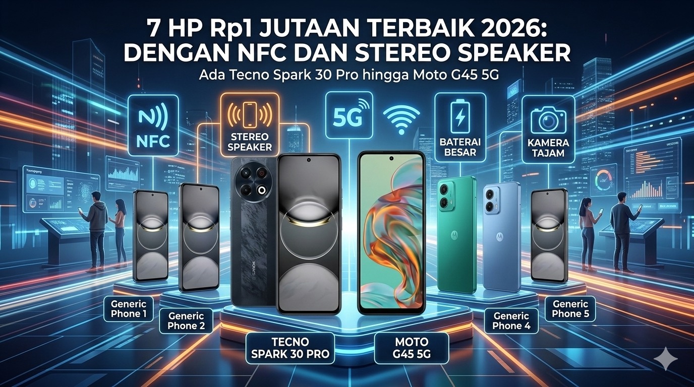 7 HP Rp1 Jutaan dengan NFC dan Stereo Speaker Terbaik 2026, Ada Tecno Spark 30 Pro hingga Moto G45 5G