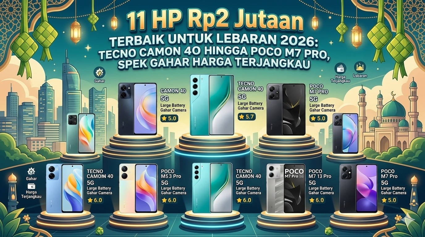 11 HP Rp2 Jutaan Terbaik untuk Lebaran 2026: Tecno Camon 40 hingga Poco M7 Pro, Spek Gahar Harga Terjangkau