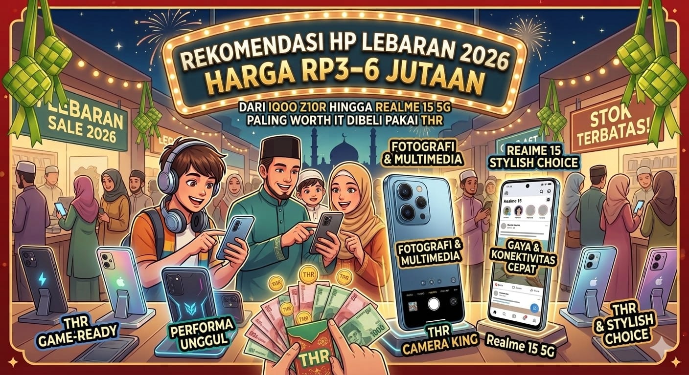 Rekomendasi HP Lebaran 2026 Harga Rp3&ndash;6 Jutaan: iQOO Z10R, Redmi Note 15 Pro hingga Realme 15 5G Paling Worth It Dibeli Pakai THR