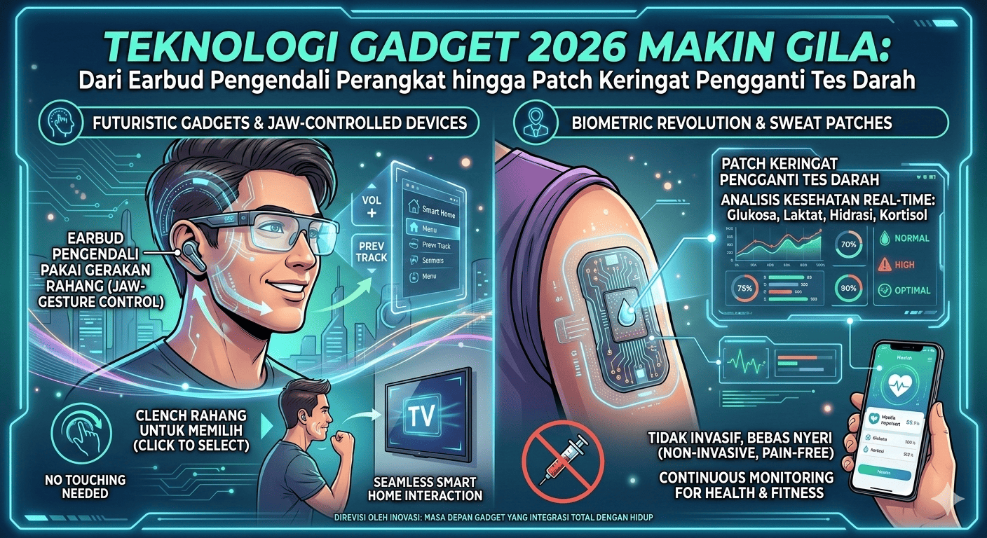 Teknologi Gadget 2026 Makin Gila: Dari Earbud Pengendali Perangkat Pakai Gerakan Rahang hingga Patch Keringat Pengganti Tes Darah