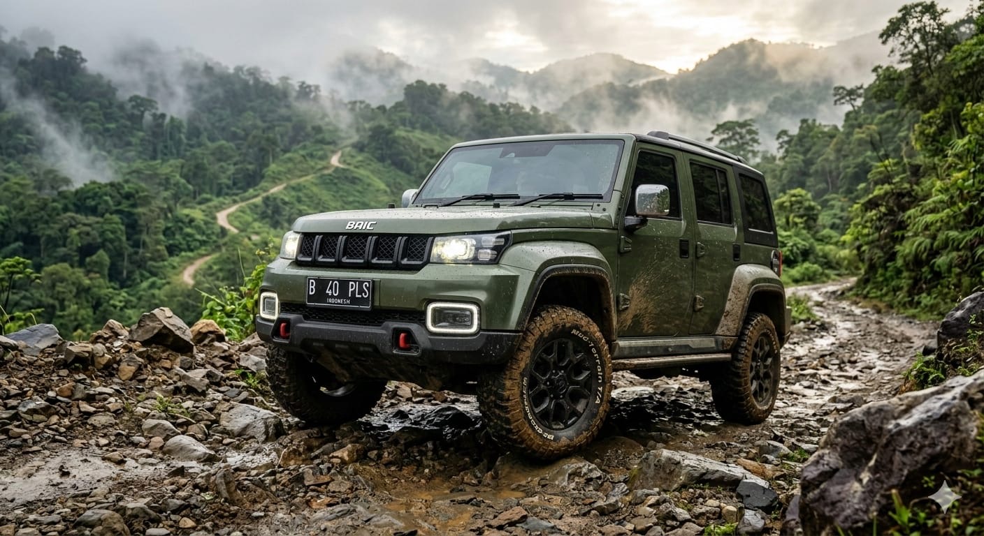 BJ40 Plus hadir sebagai SUV offroad tangguh bermesin turbo 2.0L dengan penggerak 4x4 dan fitur open top yang unik.