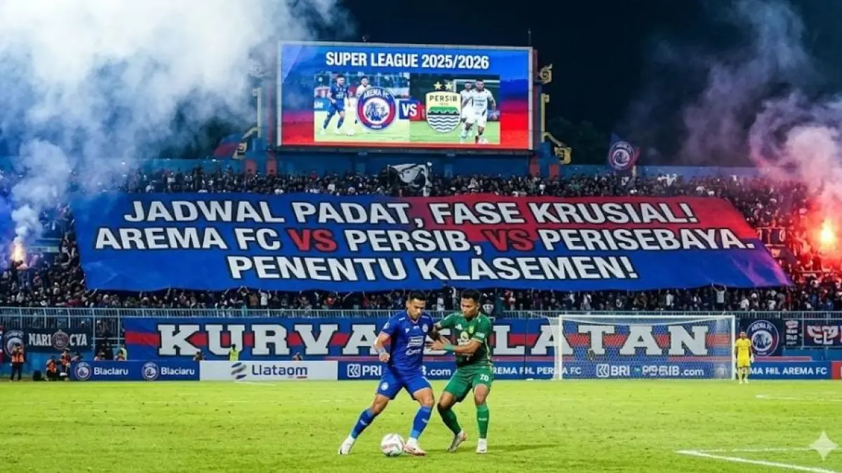 Arema FC hadapi jadwal padat dan big match vs Persib serta Persebaya di Super League 2025/2026, fase krusial penentu klasemen.
